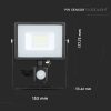 V-TAC mozgásérzékelős LED reflektor 20W hideg fehér Samsung chip - SKU 453