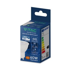   V-TAC GU10 CREE LED spot égő 6W hideg fehér 38° - SKU 211916