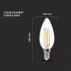 V-TAC 4W E14 meleg fehér filament LED gyertya égő csomag (2 db) - SKU 7365