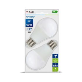   V-TAC 9W E27 természetes fehér 3 lépésben dimmelhető LED égő csomag (2 db) - SKU 7289