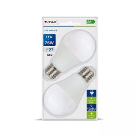   V-TAC 11W E27 meleg fehér LED égő csomag (2 db) - SKU 7297