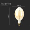 V-TAC 8W borostyán E27 meleg fehér dimmelhető filament LED égő - SKU 7463