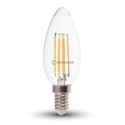 V-TAC 6W E14 hideg fehér filament LED gyertya égő - SKU 7425