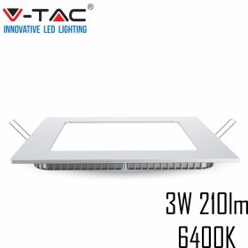   V-TAC süllyeszthető mennyezeti szögletes LED panel 3W hideg fehér - SKU 6297