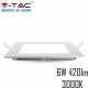 V-TAC süllyeszthető mennyezeti szögletes LED panel 6W meleg fehér - SKU 4863