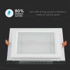 V-TAC süllyeszthető mennyezeti szögletes üveg LED panel 6W természetes fehér - SKU 6276