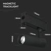 V-TAC LED állítható spotlámpa mágneses sínhez 15W CRI>90 UGR<19 természetes fehér - SKU 7967