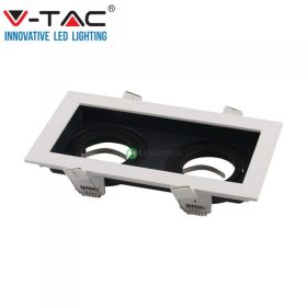   V-TAC GU10 LED 2 foglalatos spotlámpa keret, fehér billenthető lámpatest - SKU 8877