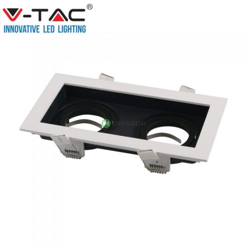V-TAC GU10 LED 2 foglalatos spotlámpa keret, fehér billenthető lámpatest - SKU 8877