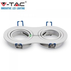   V-TAC GU10 LED 2 foglalatos spotlámpa keret, fehér billenthető lámpatest - SKU 3601