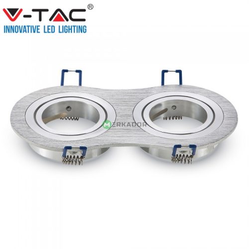 V-TAC GU10 LED 2 foglalatos spotlámpa keret, alumínium szürke billenthető lámpatest - SKU 3602