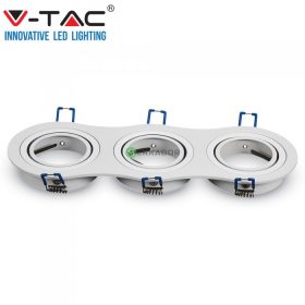   V-TAC GU10 LED 3 foglalatos spotlámpa keret, fehér billenthető lámpatest - SKU 3603