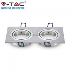   V-TAC GU10 LED 2 foglalatos spotlámpa keret, alumínium szürke billenthető lámpatest - SKU 3608