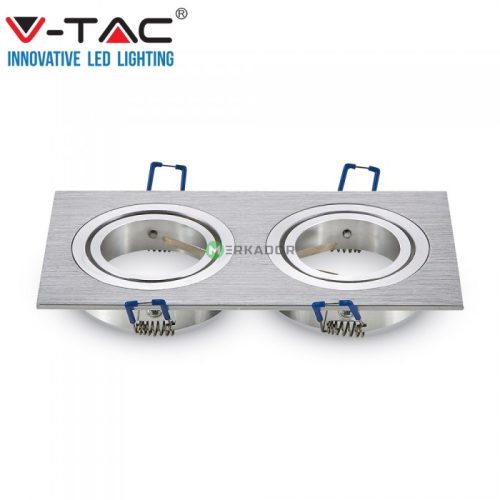 V-TAC GU10 LED 2 foglalatos spotlámpa keret, alumínium szürke billenthető lámpatest - SKU 3608