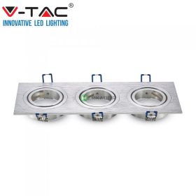   V-TAC GU10 LED 3 foglalatos spotlámpa keret, alumínium szürke billenthető lámpatest - SKU 3610