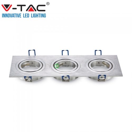 V-TAC GU10 LED 3 foglalatos spotlámpa keret, alumínium szürke billenthető lámpatest - SKU 3610
