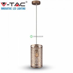   V-TAC aranysárga, fém búrás, áttört mintás csillár, függeszték E27 foglalattal - SKU 3824