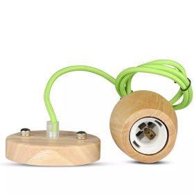   V-TAC fa lámpa, függeszték, zöld vezetékkel E27 foglalattal - SKU 3725