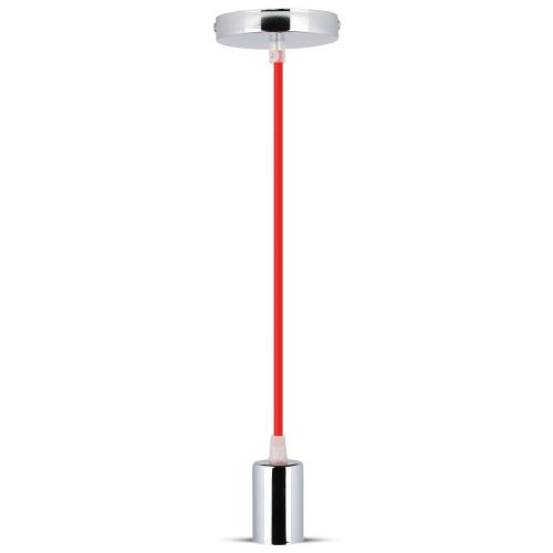 V-TAC króm függeszték, piros vezetékkel, E27 foglalattal - SKU 3791