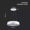 V-TAC 30W dimmelhető csillár, fehér búrával, beépített LED fényforrással, meleg fehér - SKU 3995