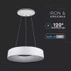 V-TAC 30W dimmelhető csillár, fehér búrával, beépített LED fényforrással, meleg fehér - SKU 3995