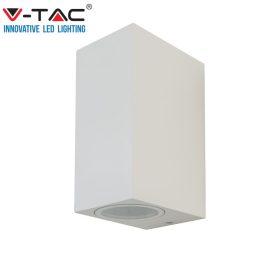   V-TAC kültéri, szögletes, fehér fali lámpa, 2xGU10 foglalattal - SKU 7541