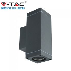   V-TAC kültéri, szögletes, szürke fali lámpa, 2xGU10 foglalattal - SKU 8627