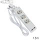 V-TAC fehér elosztó 3db aljzattal, 2db USB csatlakozó, 1.5m kábel - SKU 8774