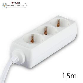 V-TAC fehér elosztó 3db aljzattal, 1.5m kábel - SKU 8754
