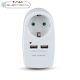 V-TAC fehér, fali adapter 1db aljzattal, 2db USB csatlakozóval - SKU 8795
