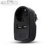 V-TAC fekete, fali adapter 1db aljzattal, 2db USB csatlakozóval - SKU 8796