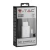 V-TAC gyorstöltő utazó szett, 1 méter MicroUSB kábellel - SKU 8641