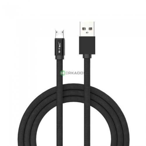 V-TAC fekete, USB - Micro USB 1m hálózati kábel - SKU 8494