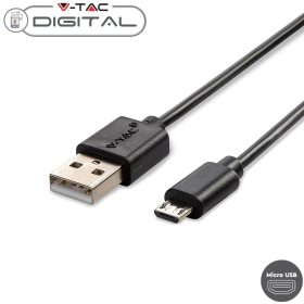   V-TAC fekete, USB - Micro USB 1m hálózati kábel - SKU 8481