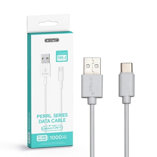 V-TAC fehér, USB - Type-C 1m hálózati kábel - SKU 8482