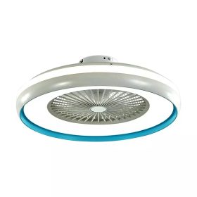   V-TAC 45W mennyezeti ventilátor, változtatható színhőmérséklettel, kék díszcsíkkal - SKU 217934