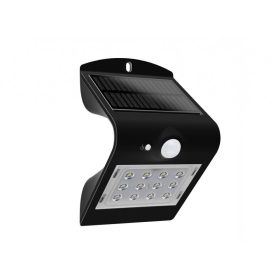   V-TAC napelemes, mozgásérzékelős LED reflektor, fekete, 1.5W természetes fehér - SKU 8277