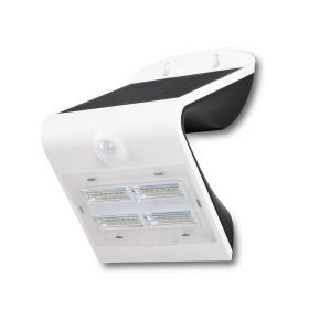   V-TAC napelemes, mozgásérzékelős LED reflektor, 3W meleg+természetes fehér, fehér előlap - SKU 7523