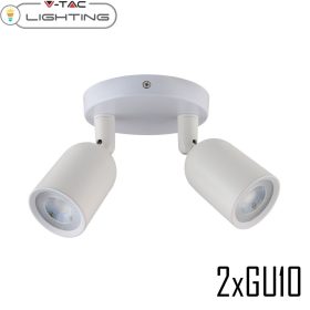  V-TAC mennyezeti/fali spotlámpa, 2db GU10 foglalattal - SKU 7981