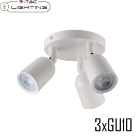   V-TAC mennyezeti/fali spotlámpa, 3db GU10 foglalattal - SKU 7982