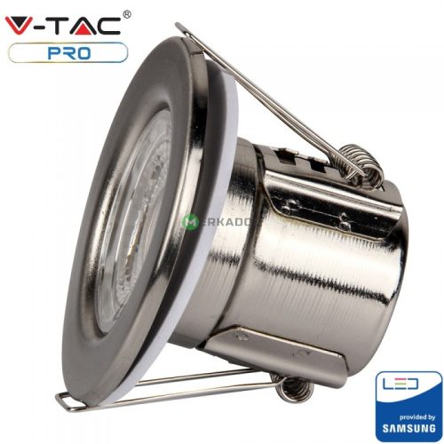 V-TAC 5W süllyeszthető, dimmelhető, tűzálló LED spot lámpa, matt króm, természetes fehér - SKU 8174
