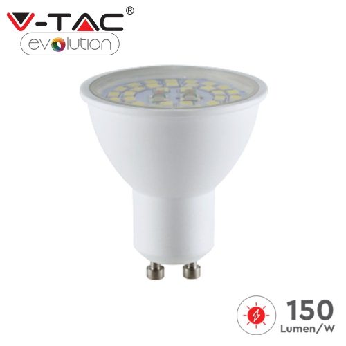 V-TAC GU10 LED spot égő 150 Lm/W, 5W meleg fehér 110° - SKU 2837
