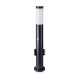   V-TAC kültéri, mozgásérzékelős fekete állólámpa, 60 cm, 2 db aljzattal, E27 foglalattal - SKU 8979