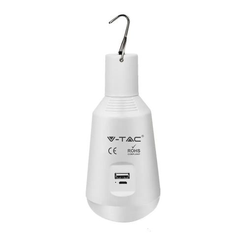 V-TAC szolár 7W LED izzó, beépített akkumulátorral, változtatható színhőmérséklettel - SKU 2857