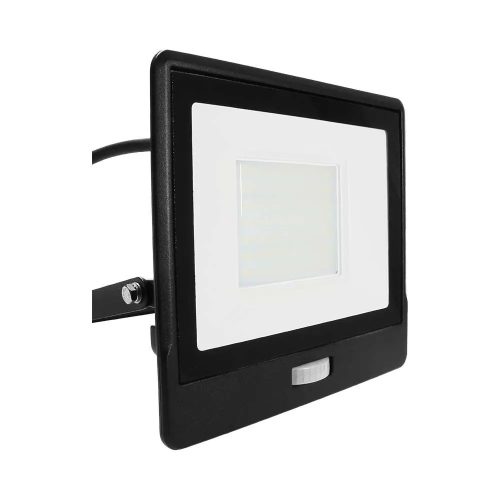 V-TAC beépített mozgásérzékelős LED reflektor 50W meleg fehér, fekete házzal - SKU 20289