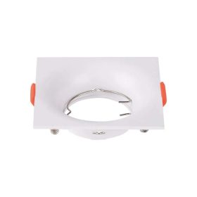   V-TAC GU10 LED műanyag spotlámpa keret, tölcsér formájú fehér szögletes fix lámpatest - SKU 6634