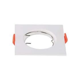   V-TAC GU10 LED műanyag spotlámpa keret, fehér szögletes fix lámpatest, 2 db/csomag - SKU 6642