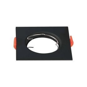   V-TAC GU10 LED műanyag spotlámpa keret, fekete szögletes fix lámpatest, 2 db/csomag - SKU 6643