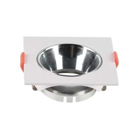   V-TAC GU10 LED műanyag spotlámpa keret, fehér és króm billenthető szögletes lámpatest - SKU 6653