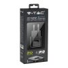 V-TAC fali 20W töltő, utazó adapter, Power Delivery, USB és Type-C csatlakozóval, fekete - SKU 6677